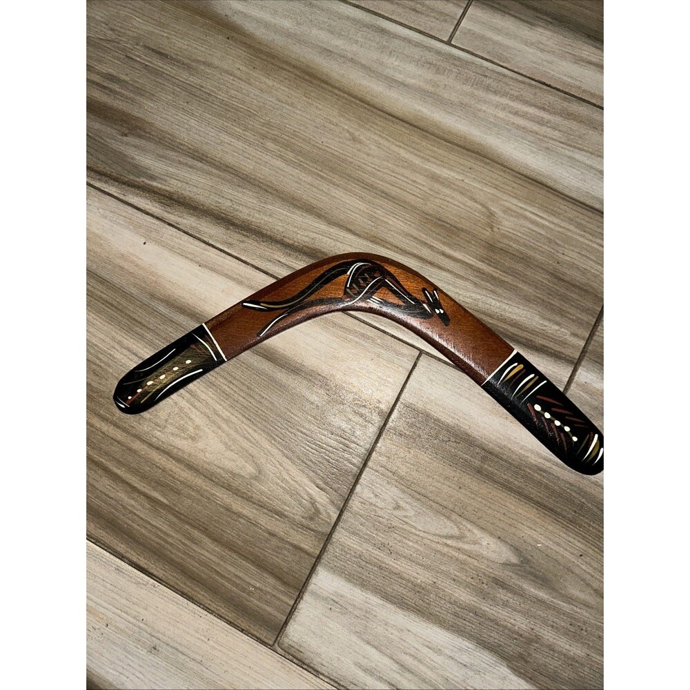 Murra Wolka Australian Aborigional Native Hand Painted 14” Boomerang -